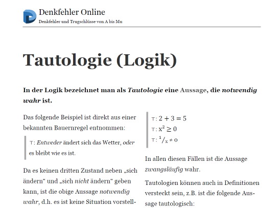 Druckfassung des Artikels „Tautologie“  Druckfassung des Artikels „Tautologie“
